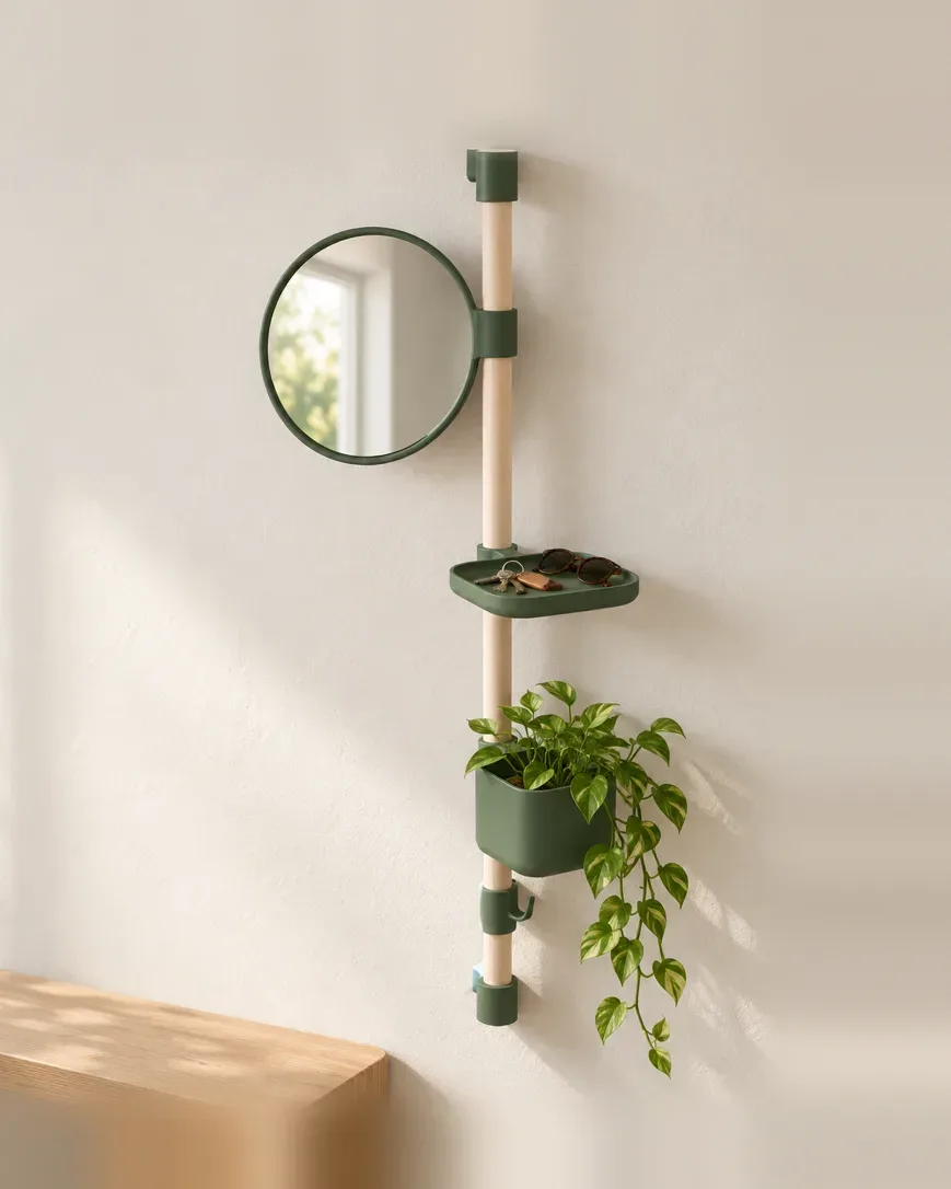 Kit mural vertical Paco fixé au mur, plateaux et plantes